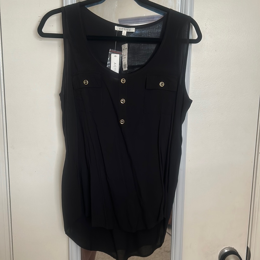 Black sleeveless blouse